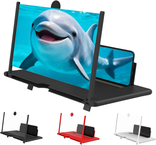 12" Phone Screen Magnifier 2-4X, HD Mobile Phone Video Amplifier with Foldable Stand
