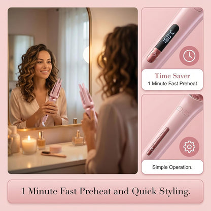 Automatic Hair Curler Ceramic Curling Iron, One-Button Auto Rotating Curling Wand