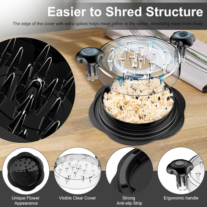 Large Chicken Shredder Tool with Twist Action and Clear Visible Lid