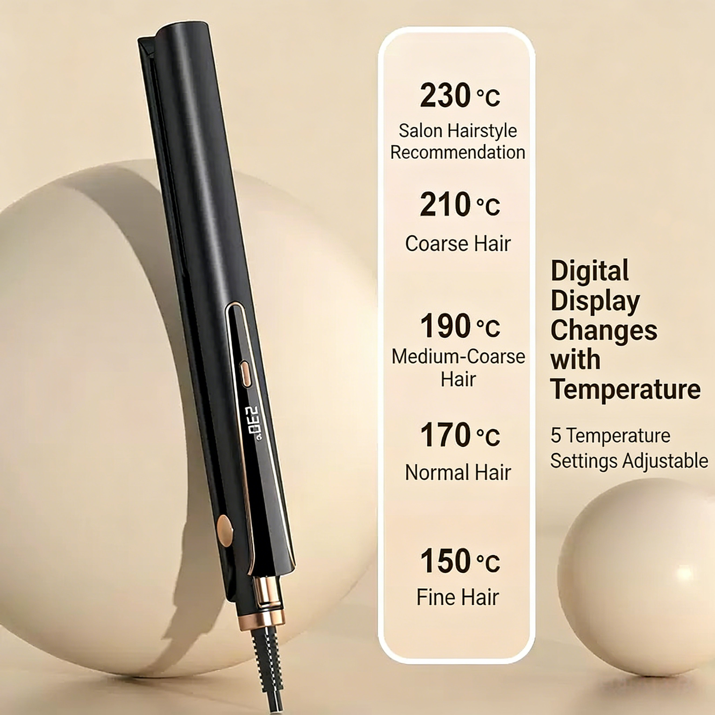 Professional Hair Straightener & Curler 2-in-1, Ceramic Flat Iron with LCD Digital Display