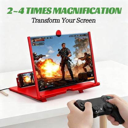 12" Phone Screen Magnifier 2-4X, HD Mobile Phone Video Amplifier with Foldable Stand