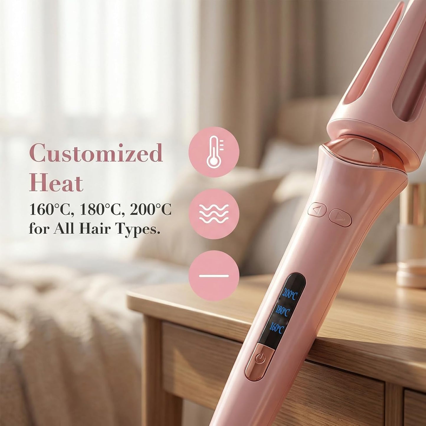 Automatic Hair Curler Ceramic Curling Iron, One-Button Auto Rotating Curling Wand