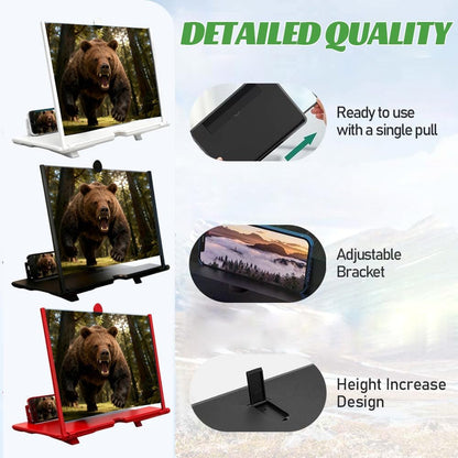 12" Phone Screen Magnifier 2-4X, HD Mobile Phone Video Amplifier with Foldable Stand
