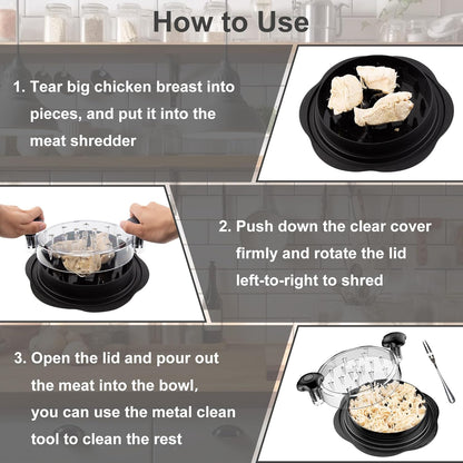 Large Chicken Shredder Tool with Twist Action and Clear Visible Lid