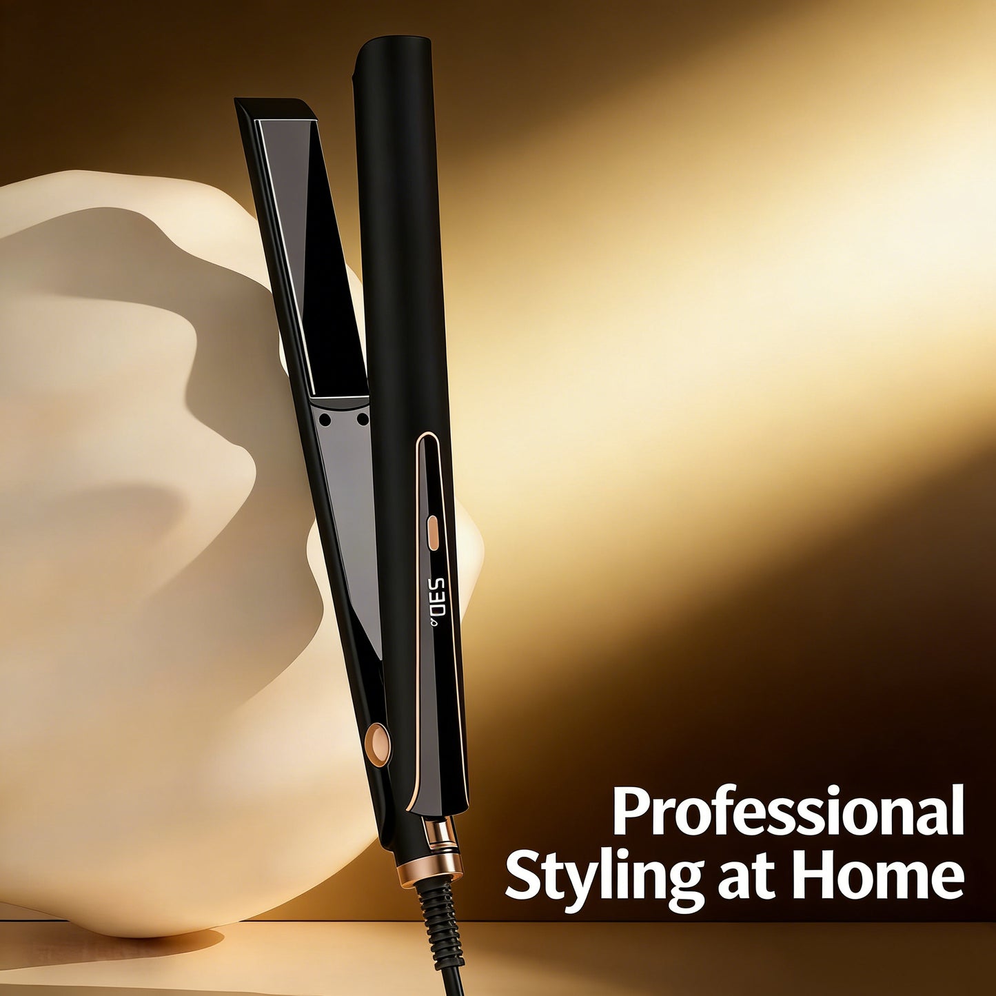 Professional Hair Straightener & Curler 2-in-1, Ceramic Flat Iron with LCD Digital Display