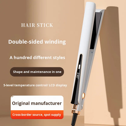 Professional Hair Straightener & Curler 2-in-1, Ceramic Flat Iron with LCD Digital Display