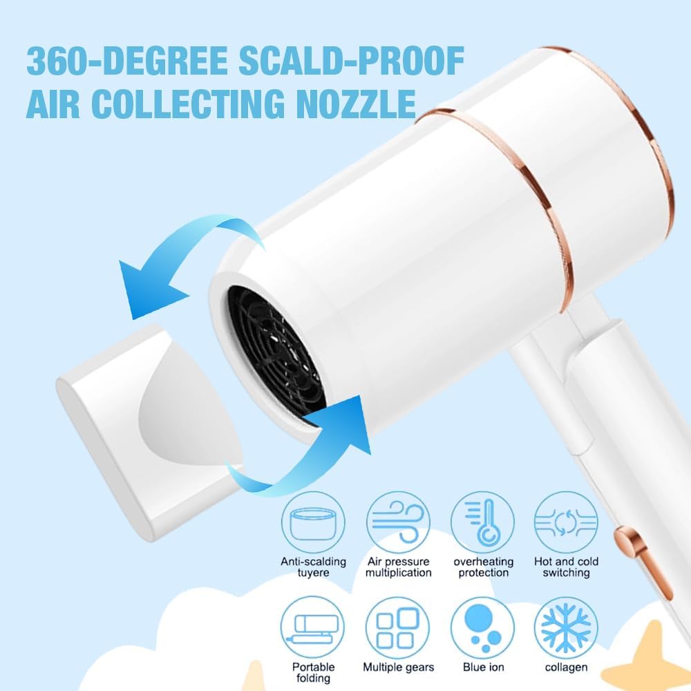 Travel Hair Dryer 800W Mini Foldable Blow Dryer
